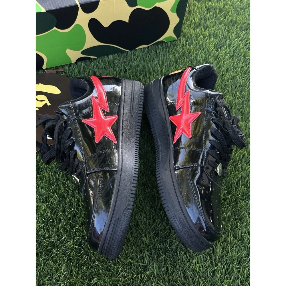 A Bathing Ape BAPE STA Shark Patent Black Red US 9.5 EU 43 w/ Box